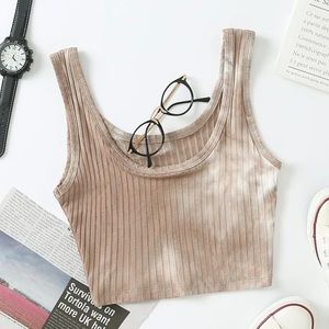 Ribbed Tie Dye Washed Crop Top 🤎